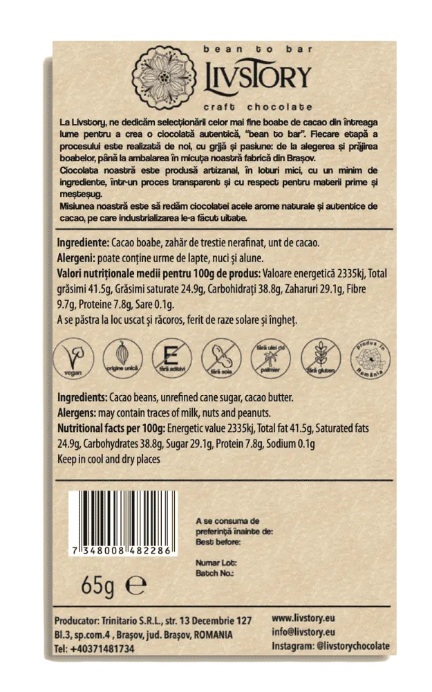 Dark Chocolate 70% Bean to Bar origin Uganda