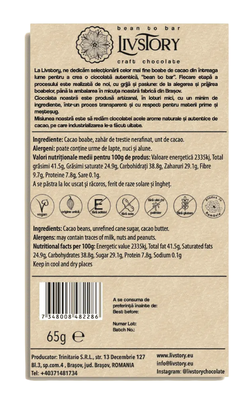 Dark Chocolate 70% Bean to Bar origin Uganda