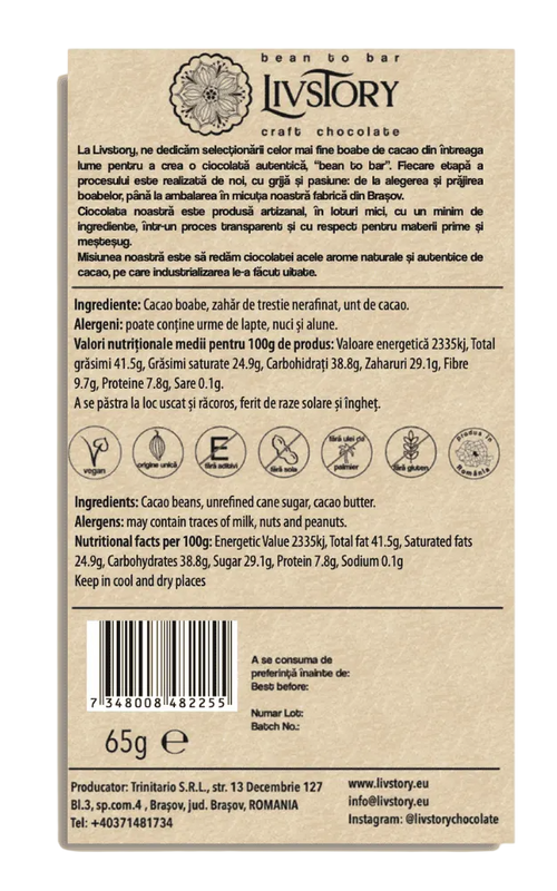 Dark Chocolate 70% Bean to Bar origin Tanzania