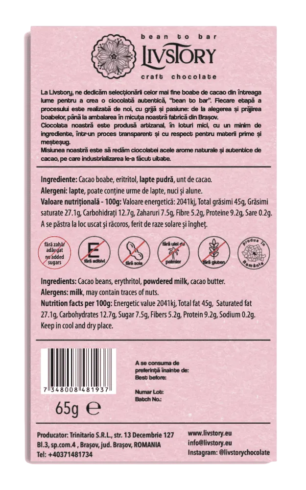 Dark Sugar-Free Milk Chocolate 48%